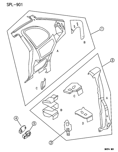 1996 Dodge Neon Quarter Panel Diagram 1 - Thumbnail