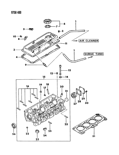 1989 Dodge Colt Cylinder Head Diagram 1 - Thumbnail