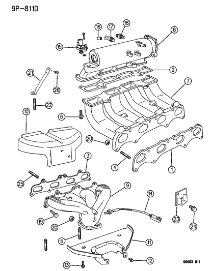 1996 Chrysler Sebring Coupe Manifolds - Intake & Exhaust Diagram 1 - Thumbnail