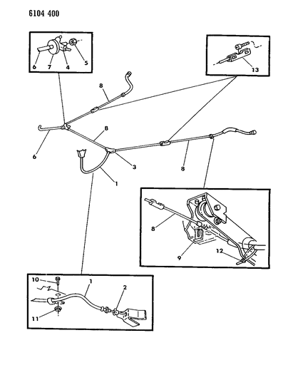 1986 Chrysler Laser Cable, Parking Brake Intermediate, 200Mm X 32.5Mm Diagram for 4364789