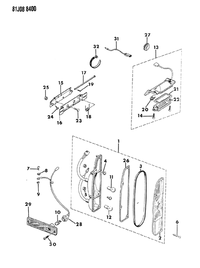 1986 Jeep J10 Lamp - Rear Townside Diagram