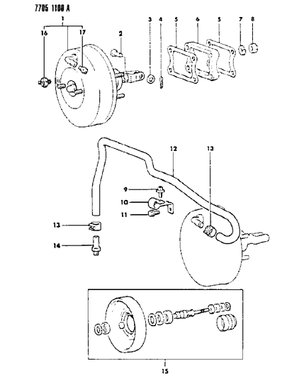 1987 Dodge Raider Spacer, Brake Booster Diagram for MB238088