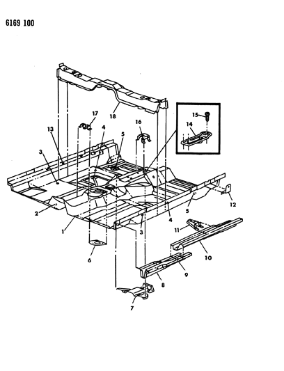 1986 Dodge Omni Floor Pan Front Diagram