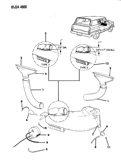 1984 Jeep J10 Air Distribution Ducts Diagram 1 - Thumbnail