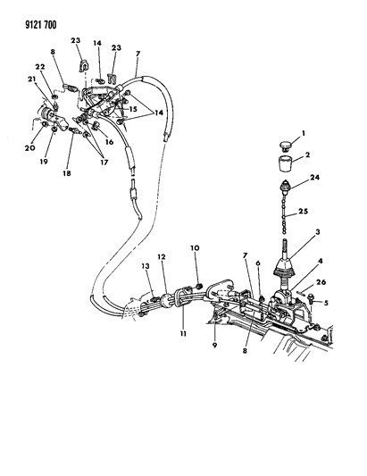 1989 Chrysler LeBaron GTC Controls, Gearshift Diagram