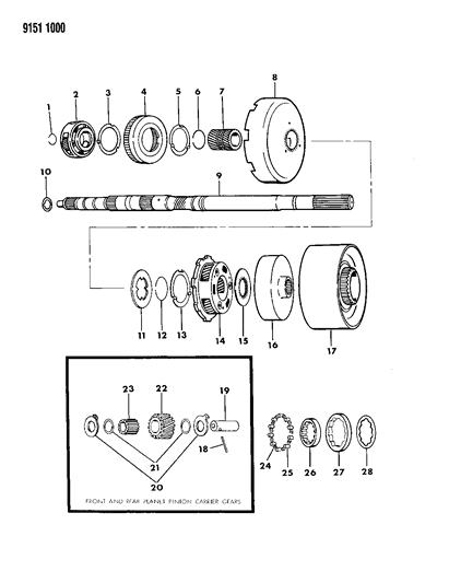 1989 Dodge Diplomat Shaft Package, Output Shaft, Thrust Washer & Plate Diagram for 6025570