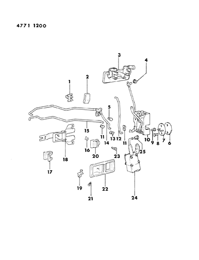 1984 Chrysler Conquest Door, Front Handles, Locks And Controls Diagram