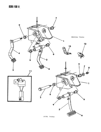 1989 Dodge Ram Van Stoplamp Switch Diagram for 4360187