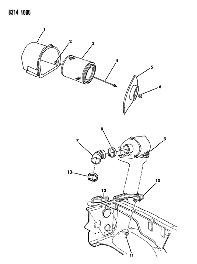 1989 Dodge W150 Air Filter Diagram for 4428325