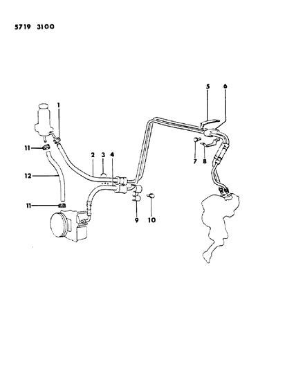 1986 Dodge Ram 50 Hose & Attaching Parts - Power Steering Diagram 2 - Thumbnail