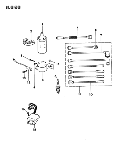 1986 Jeep J10 Coil - Sparkplugs - Wires Diagram 2 - Thumbnail