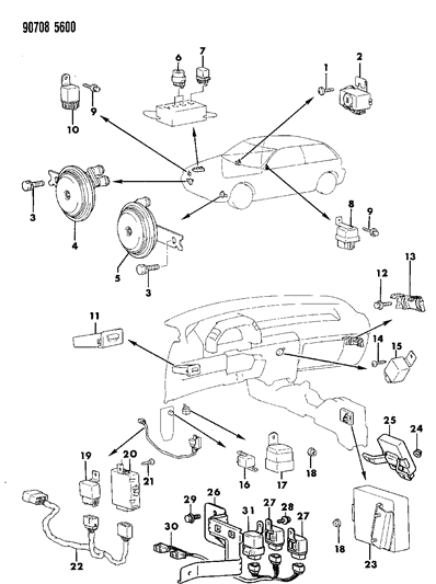 1990 Dodge Colt Relay Diagram for MB398020