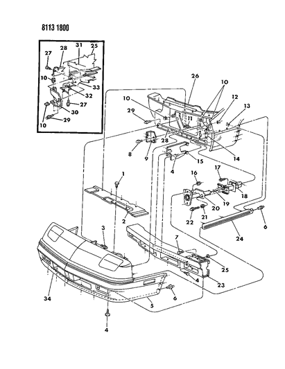 1988 Dodge Daytona License Bracket Diagram for 4451423