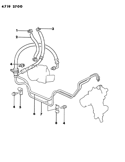 1984 Dodge Ram 50 Hose & Attaching Parts - Power Steering Diagram 4 - Thumbnail