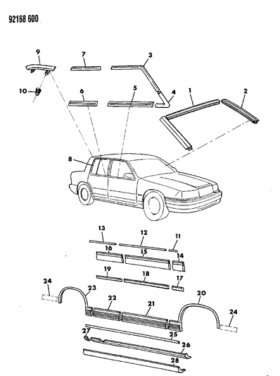 1992 Dodge Spirit Window Molding Diagram for 4676234