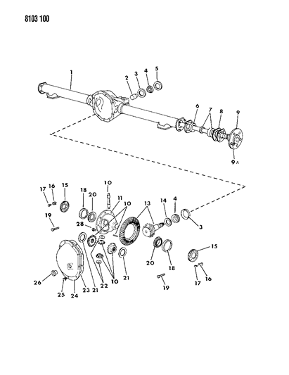 1988 Dodge Diplomat Axle, Rear, With Differential And Carrier Diagram 1 - Thumbnail