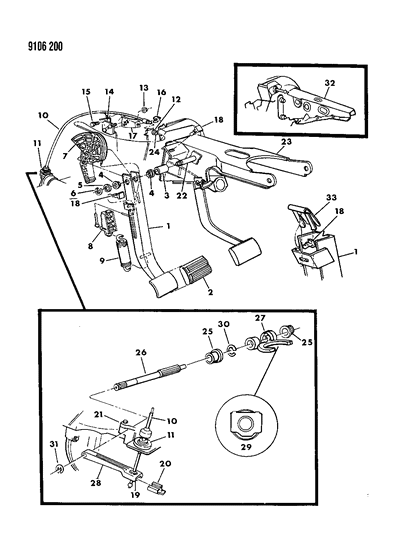 1989 Chrysler LeBaron GTC Clutch Pedal & Linkage Diagram