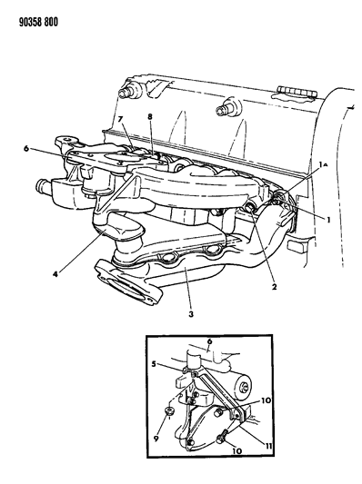 1993 Dodge Dakota Manifolds - Intake & Exhaust Diagram 2 - Thumbnail