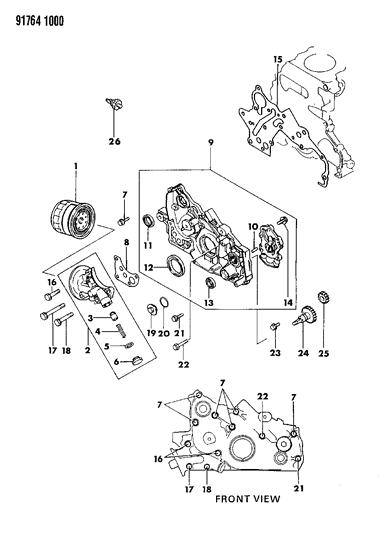 1991 Dodge Ram 50 Oil Pump & Oil Filter Diagram 1 - Thumbnail