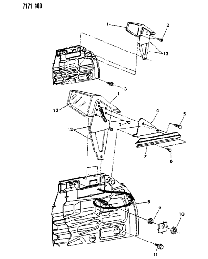 1987 Dodge Omni Mirror - Exterior Diagram 2 - Thumbnail