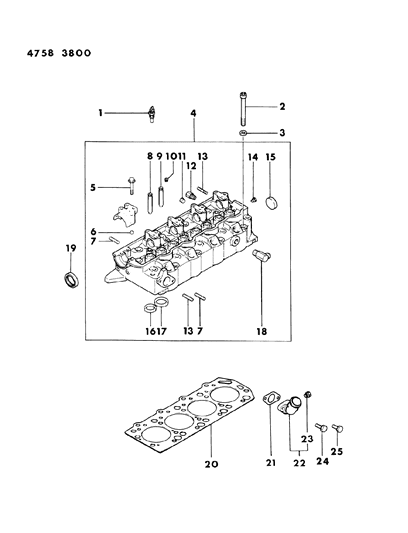 1984 Dodge Ram 50 Cylinder Head Diagram 1 - Thumbnail