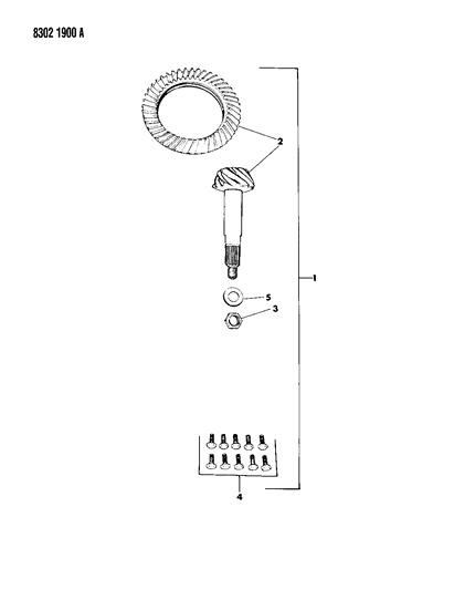 1989 Dodge D150 Gear & Pinion Kit - Front Axles Diagram 1 - Thumbnail