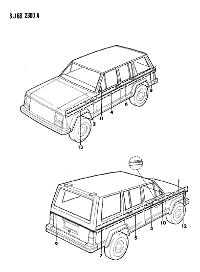 1987 Jeep Cherokee Decals, Exterior Diagram 9 - Thumbnail