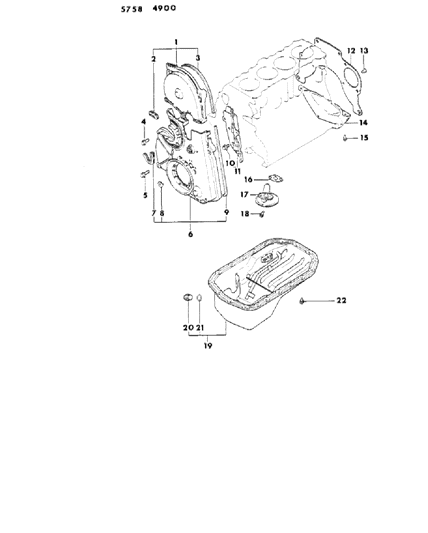 1985 Dodge Colt Oil Pan & Timing Belt Cover Diagram 2 - Thumbnail