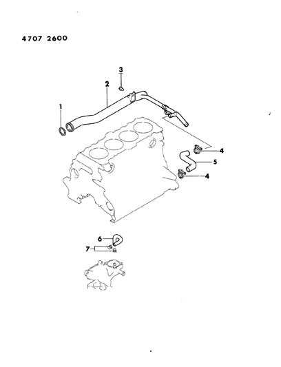 1984 Dodge Ram 50 Water Hose & Pipe Diagram 1 - Thumbnail