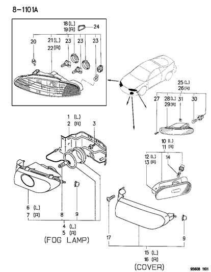 1995 Dodge Avenger Parking Lamp Diagram for MR162895