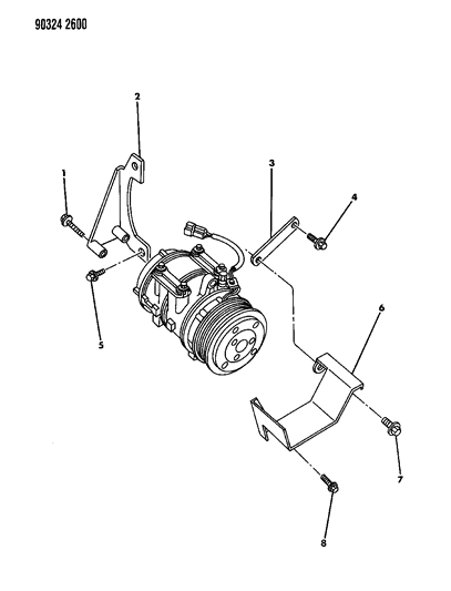 1990 Dodge Dakota Mounting - A/C Compressor Diagram 1 - Thumbnail
