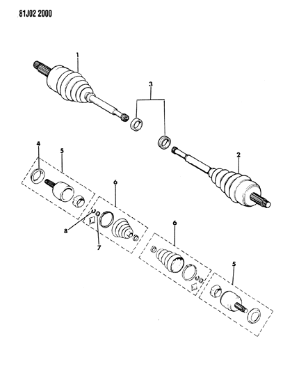 1986 Jeep Wagoneer Shafts - Front Axle Diagram 4 - Thumbnail