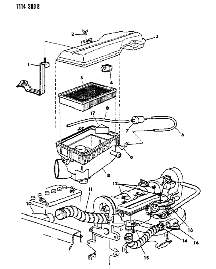 1987 Dodge Omni Air Cleaner Diagram 1 - Thumbnail