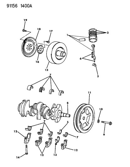 1991 Dodge Dynasty Piston Rings Diagram for 5241051