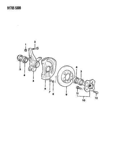1991 Dodge Colt Brake, Disc And Bearings, Front Diagram 1 - Thumbnail