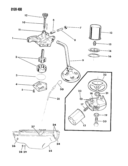 1988 Chrysler Fifth Avenue Oil Pan Gasket Diagram for 4397674