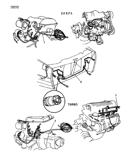 1985 Chrysler Laser Wiring - Engine - Front End & Related Parts Diagram 2 - Thumbnail