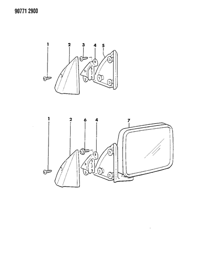 1990 Dodge Ram 50 Mirror - Exterior Diagram