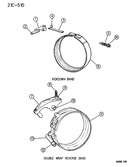1994 Dodge Ram 1500 Bands , Reverse & Kickdown With Linkage Diagram 1 - Thumbnail