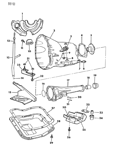 1985 Chrysler Executive Limousine Transmission With Case & Extension Diagram