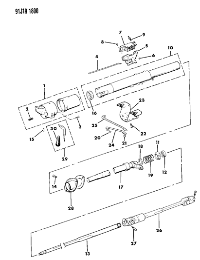 1991 Jeep Comanche Housing - Steering Column Lower Diagram 1 - Thumbnail
