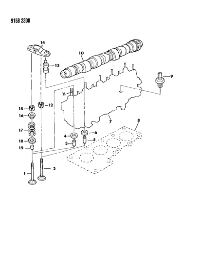 1989 Dodge Caravan Camshaft & Valves Diagram 1 - Thumbnail
