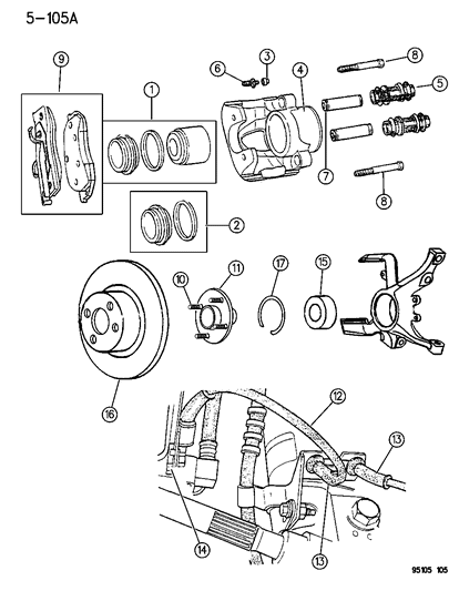 1995 Dodge Neon Sensor Assembly, ABS Front Wheel Brake, Right Diagram for 6004514