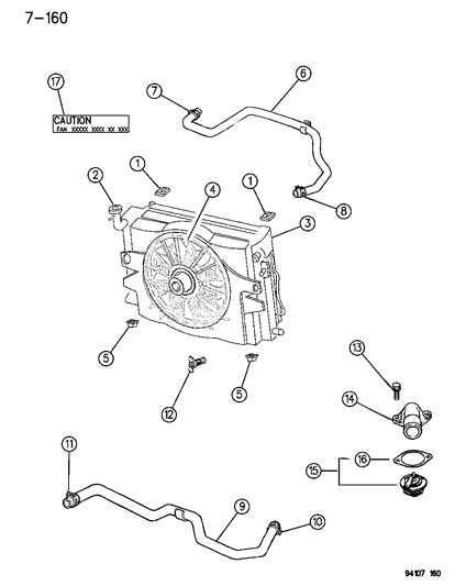 1995 Dodge Caravan Upper Hose Diagram for 4546533