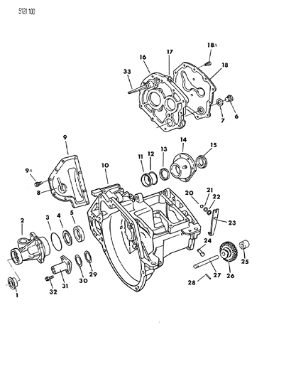 1985 Chrysler Executive Limousine Case, Transaxle & Related Parts Diagram 1 - Thumbnail