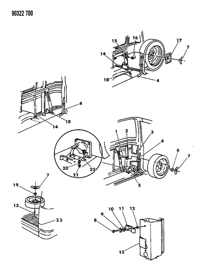 1992 Dodge Ram Van Jack Assembly Wing-Nut Diagram for 6032619
