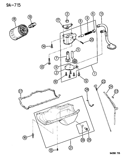 1996 Dodge Dakota Engine Oiling Diagram 1 - Thumbnail