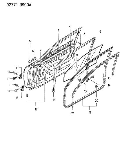 1994 Dodge Colt Lower Hinge, Front Diagram for MB574273