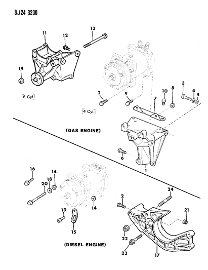 1990 Jeep Comanche Compressor & Mounting Diagram