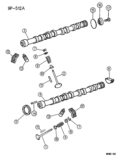 1996 Chrysler Cirrus Camshaft & Valves Diagram 1 - Thumbnail